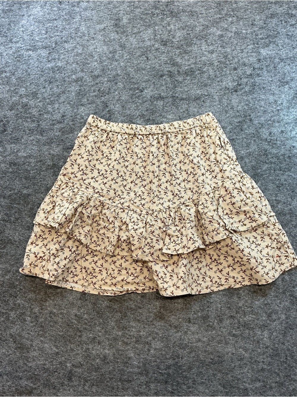 Madewell Cream Flirty Ruffle Ditsy Floral Patterned Skirt W/ Pockets D5